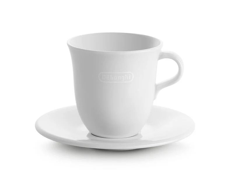 Delonghi 2x tazze cappuccino 270ml Tognana porcellana ceramica bianca + piattini - Image 2