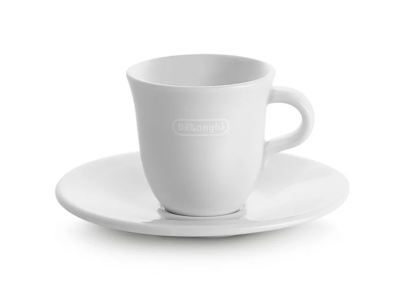 Delonghi 2x tazzine caffè 70ml by Tognana porcellana ceramica bianca + piattini - Image 2