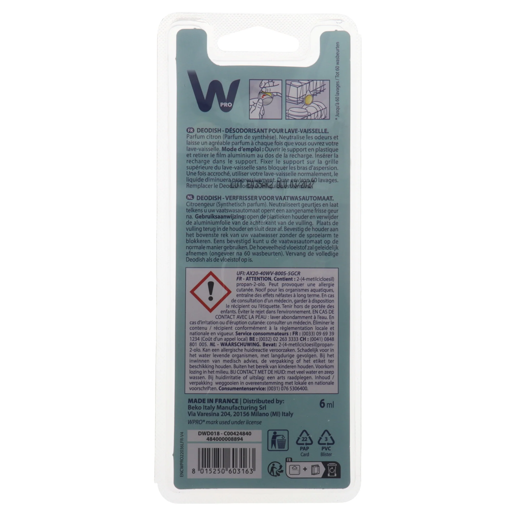 Deodorante WPro DeoDish universale per lavastoviglie Whirlpool Electrolux Bosch - Image 3